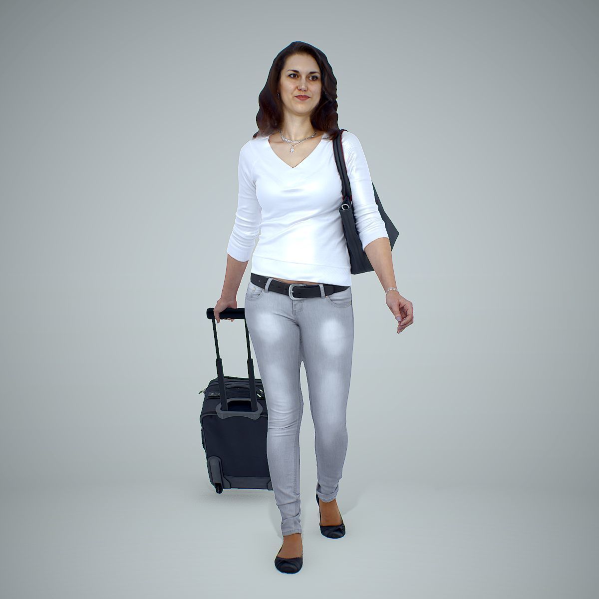 Casual Traveling Woman with Black Suitcase CWom0305-HD2-O01P01-S 3D model_57