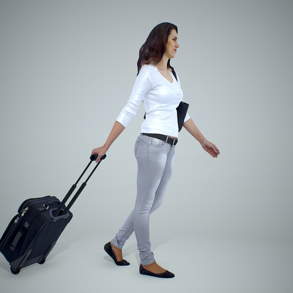 Casual Traveling Woman with Black Suitcase CWom0305-HD2-O01P01-S 3D model_19