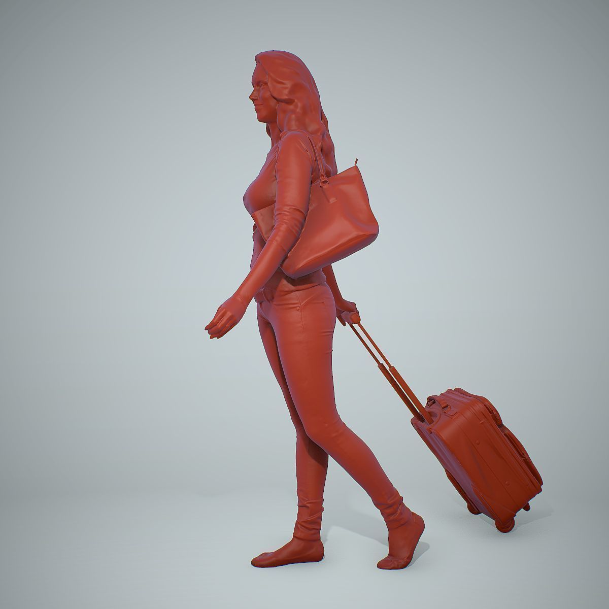 Casual Traveling Woman with Black Suitcase CWom0305-HD2-O01P01-S 3D model_11