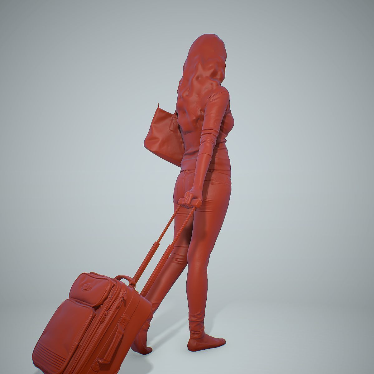 Casual Traveling Woman with Black Suitcase CWom0305-HD2-O01P01-S 3D model_9