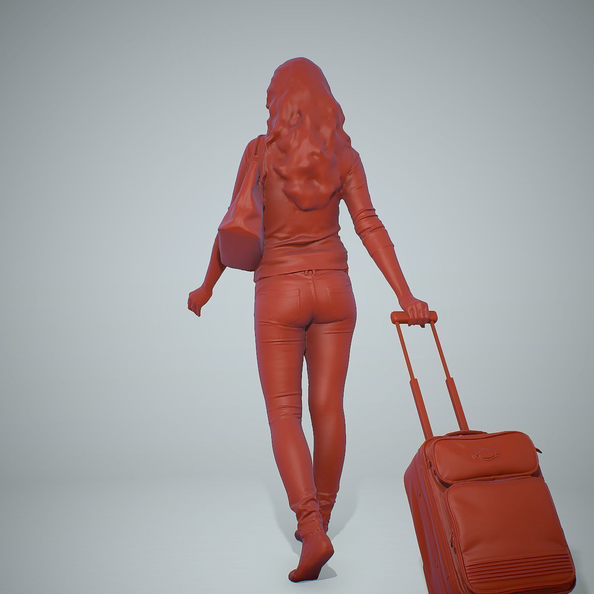 Casual Traveling Woman with Black Suitcase CWom0305-HD2-O01P01-S 3D model_6