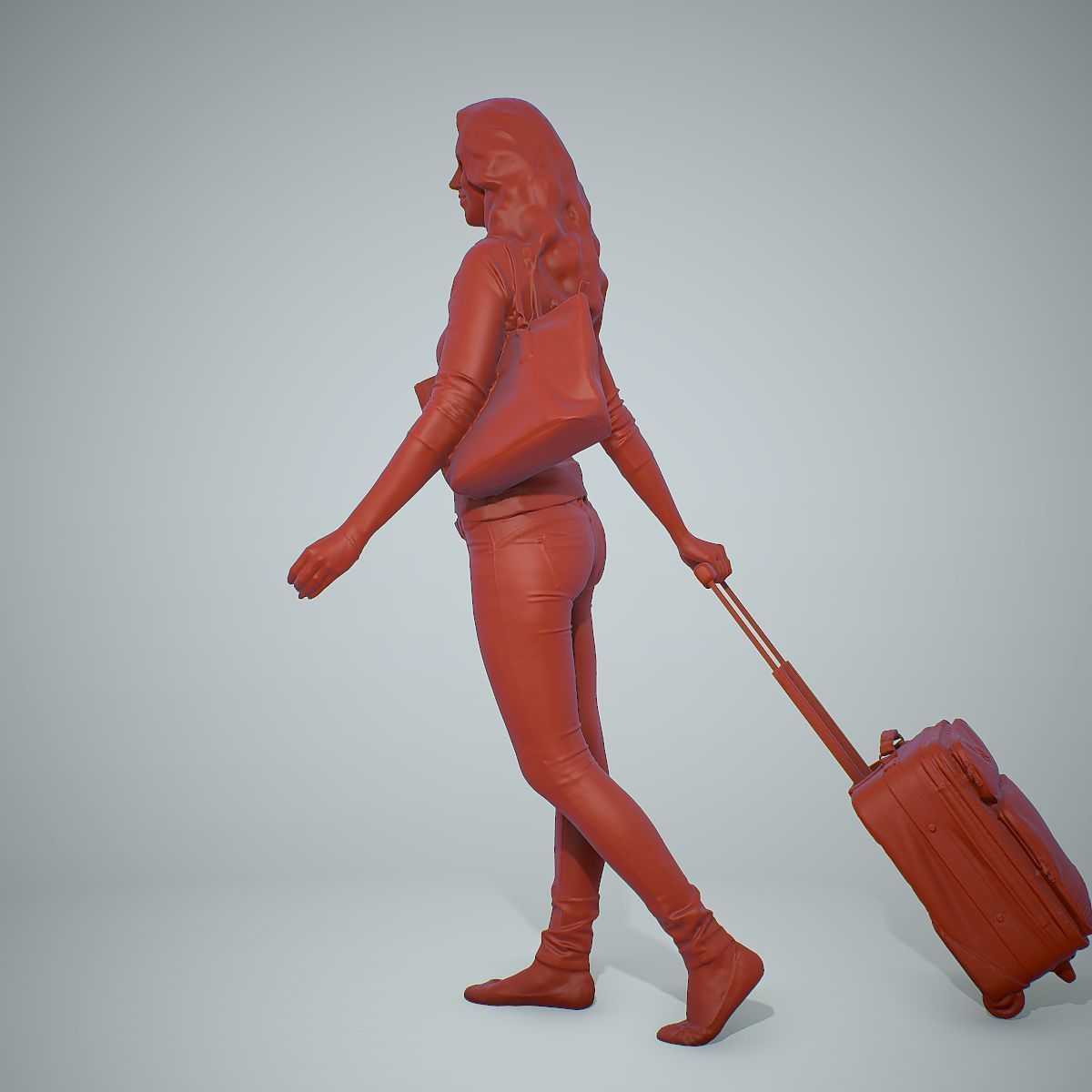 Casual Traveling Woman with Black Suitcase CWom0305-HD2-O01P01-S 3D model_5