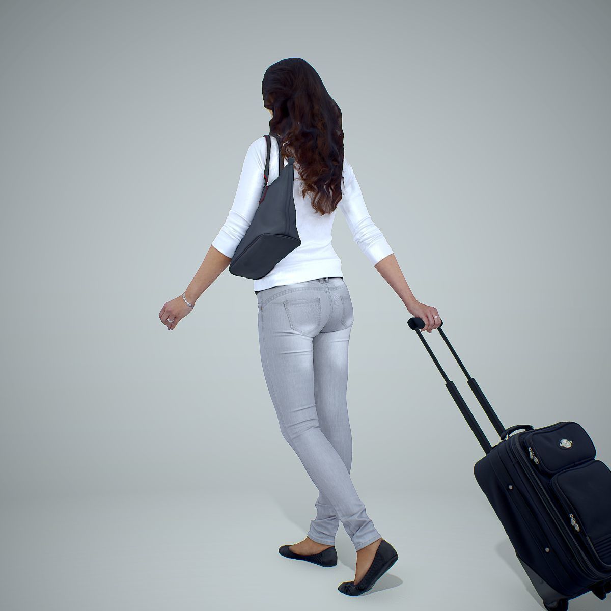 Casual Traveling Woman with Black Suitcase CWom0305-HD2-O01P01-S 3D model_74