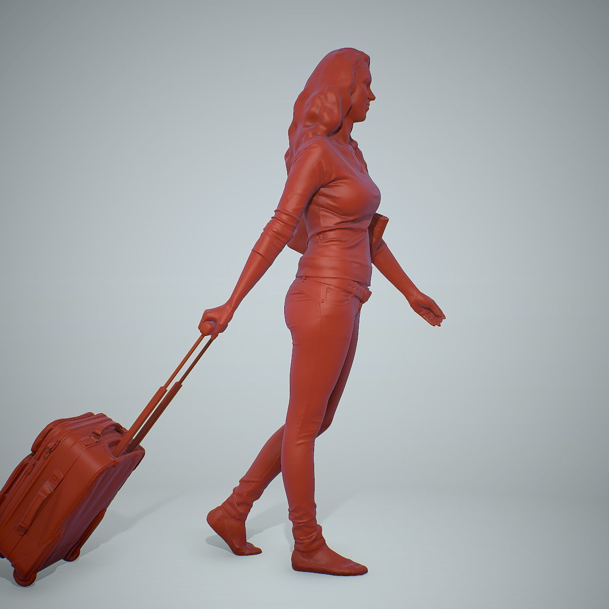 Casual Traveling Woman with Black Suitcase CWom0305-HD2-O01P01-S 3D model_14