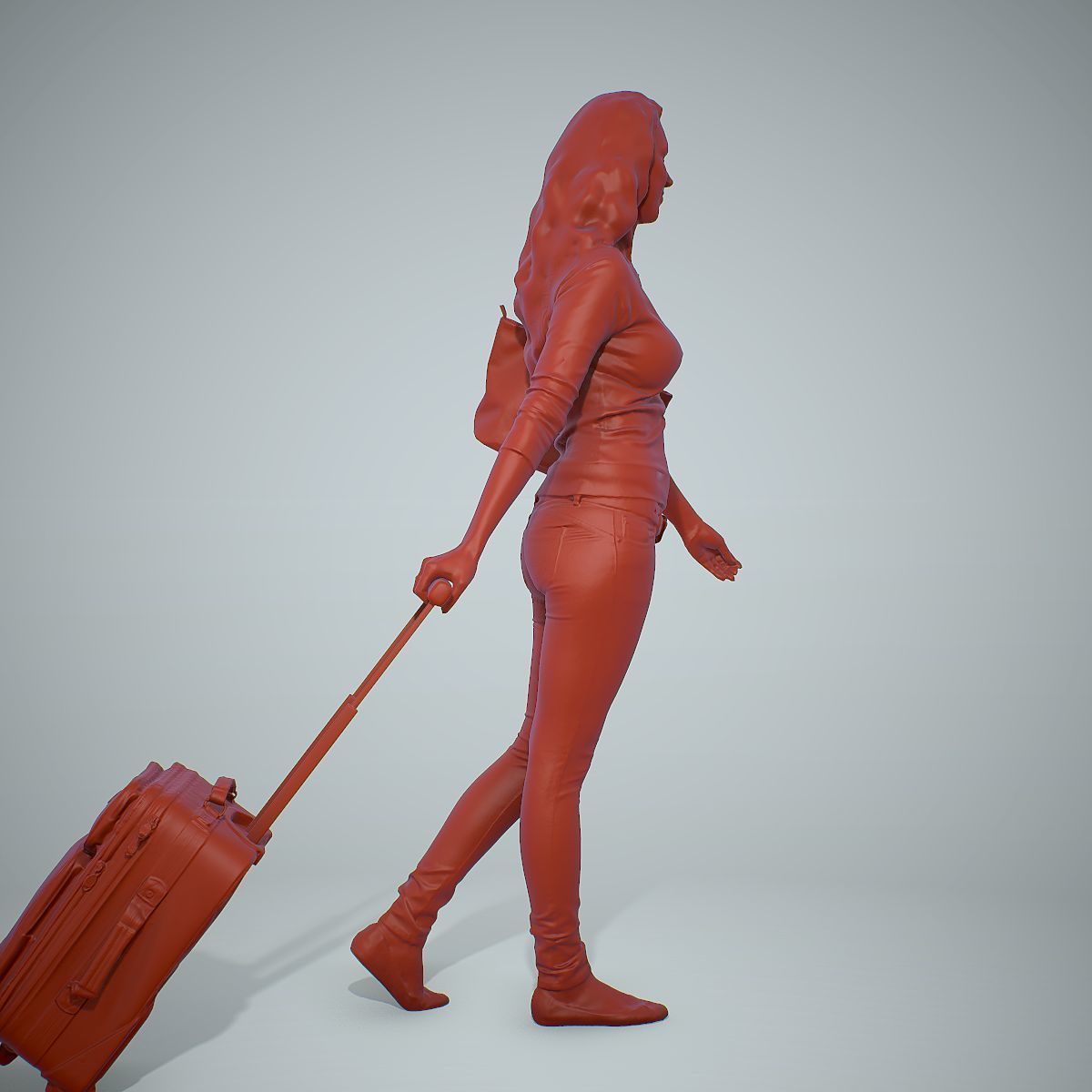 Casual Traveling Woman with Black Suitcase CWom0305-HD2-O01P01-S 3D model_16