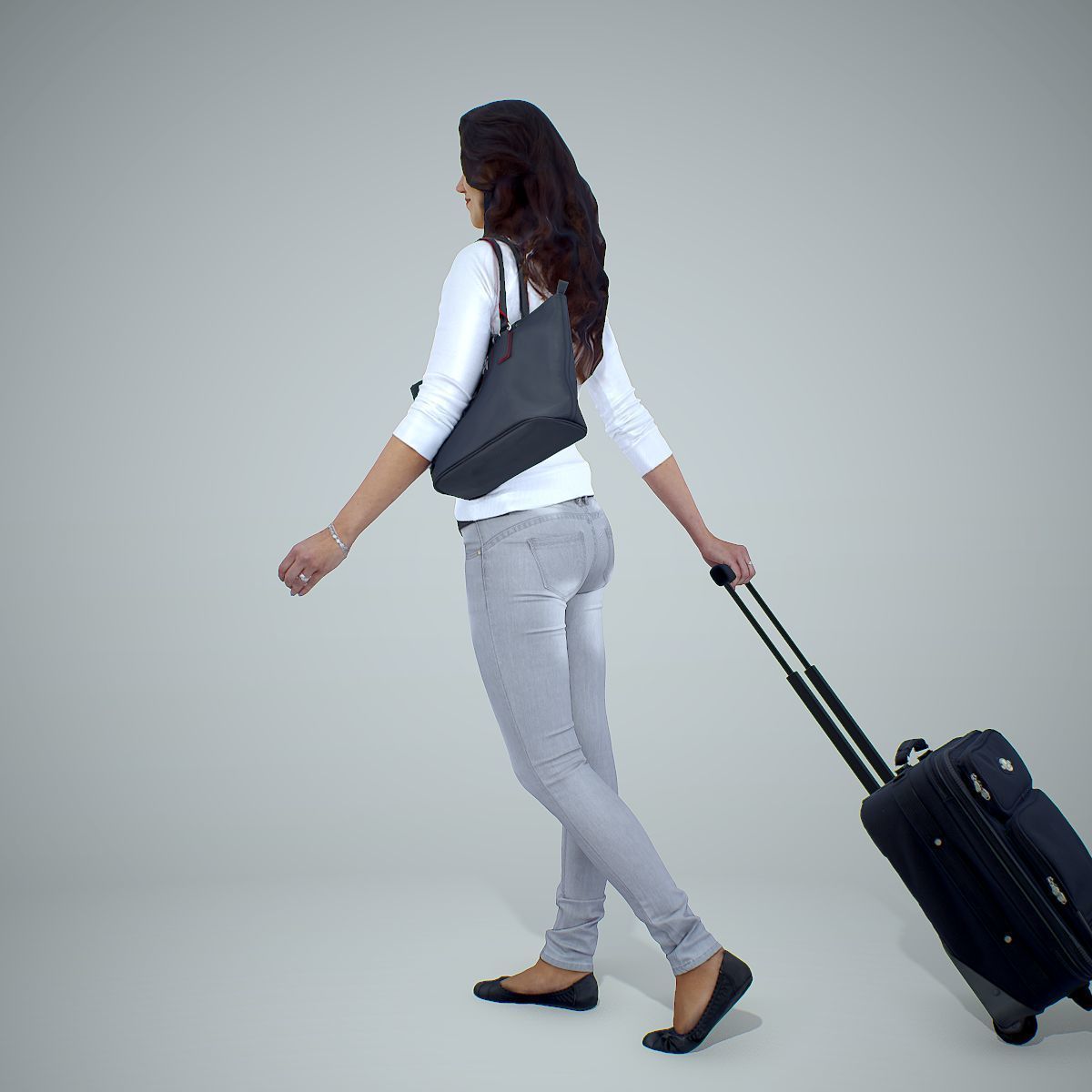 Casual Traveling Woman with Black Suitcase CWom0305-HD2-O01P01-S 3D model_67