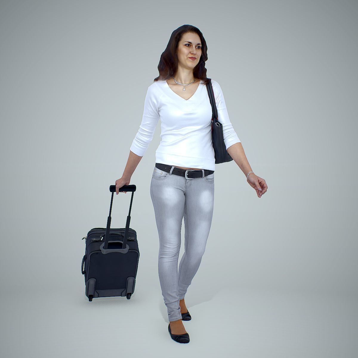Casual Traveling Woman with Black Suitcase CWom0305-HD2-O01P01-S 3D model_56