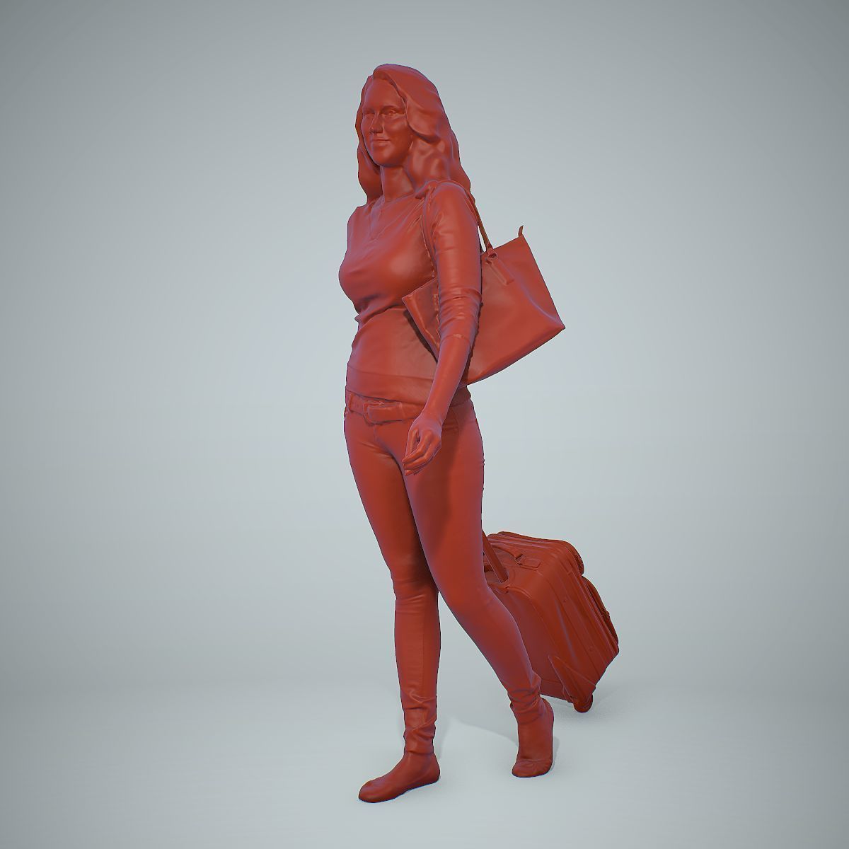 Casual Traveling Woman with Black Suitcase CWom0305-HD2-O01P01-S 3D model_45