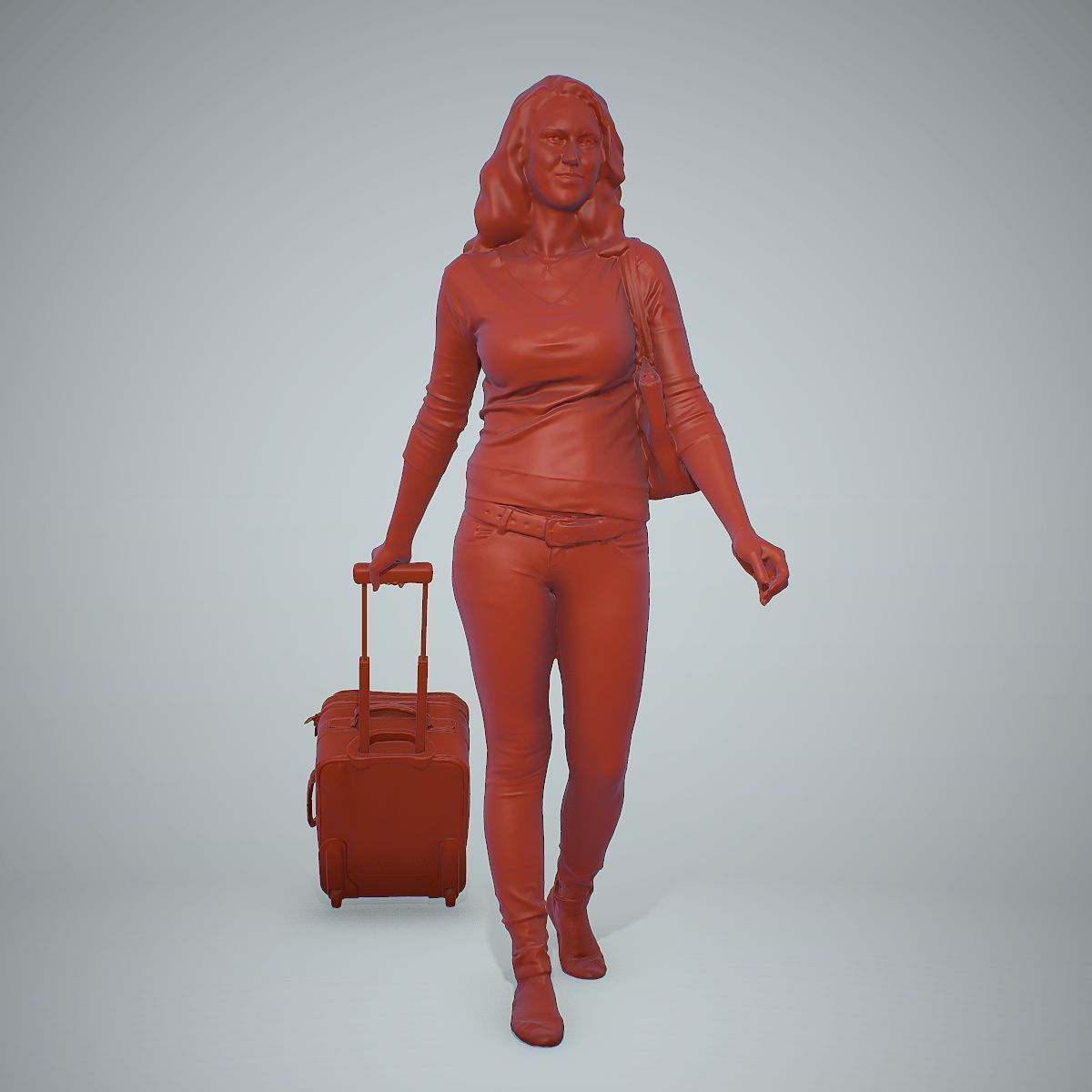 Casual Traveling Woman with Black Suitcase CWom0305-HD2-O01P01-S 3D model_7