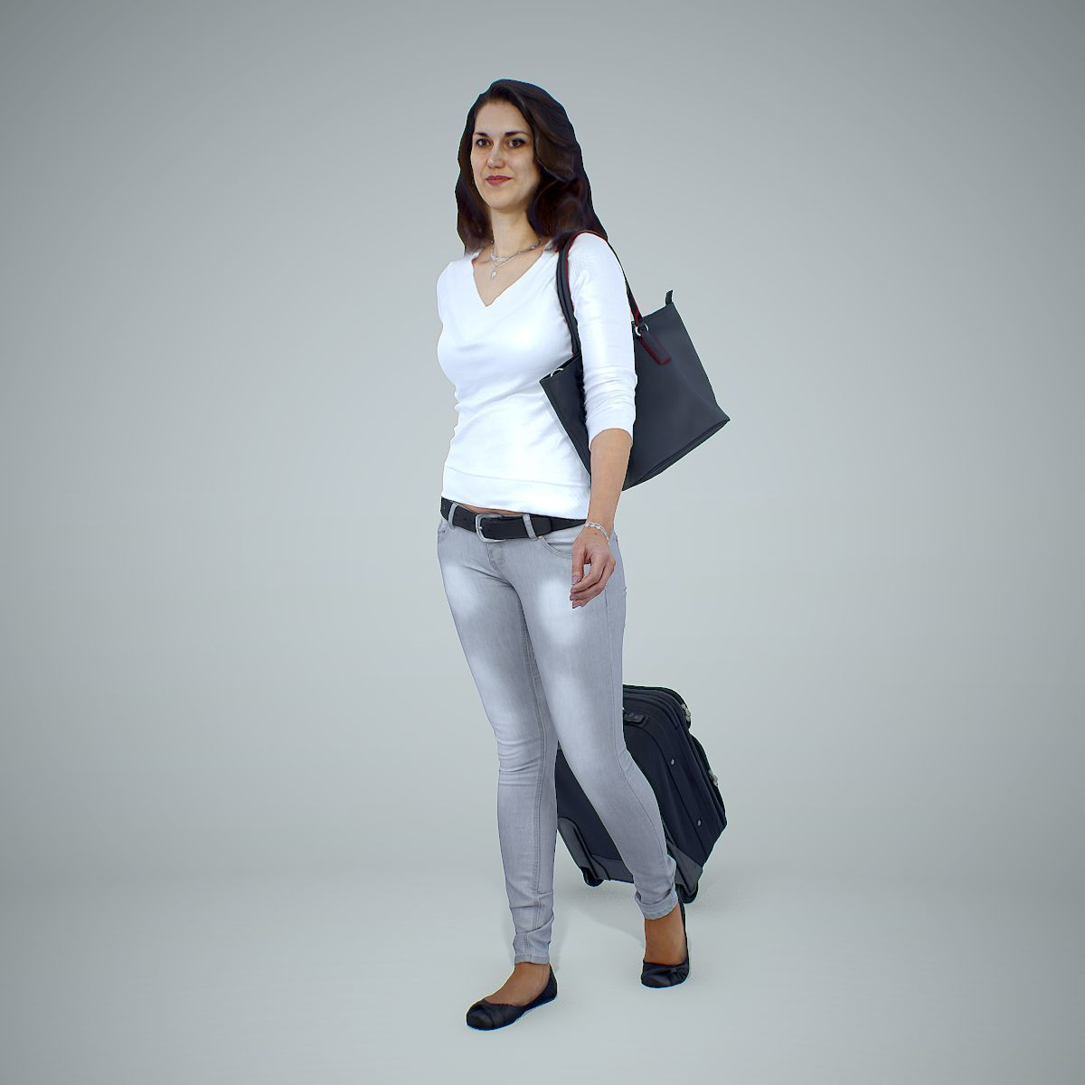 Casual Traveling Woman with Black Suitcase CWom0305-HD2-O01P01-S 3D model_20