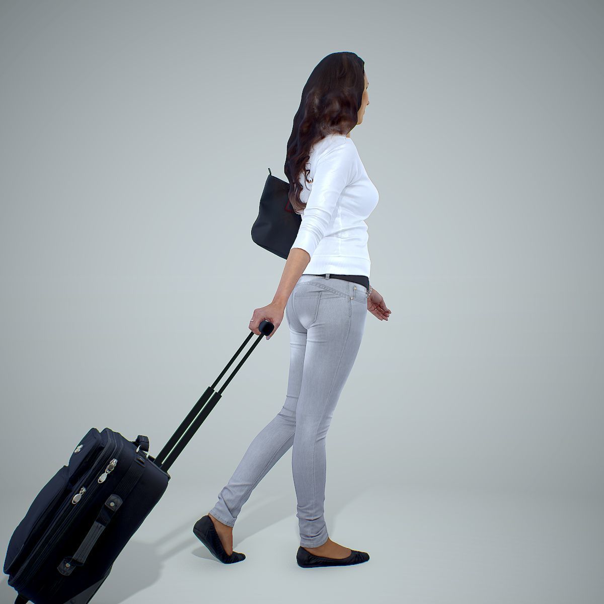 Casual Traveling Woman with Black Suitcase CWom0305-HD2-O01P01-S 3D model_46