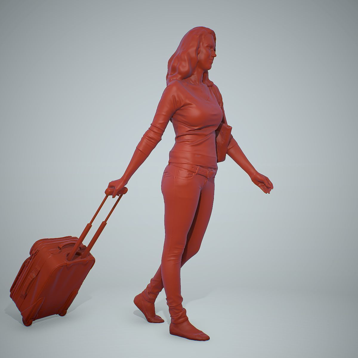 Casual Traveling Woman with Black Suitcase CWom0305-HD2-O01P01-S 3D model_70