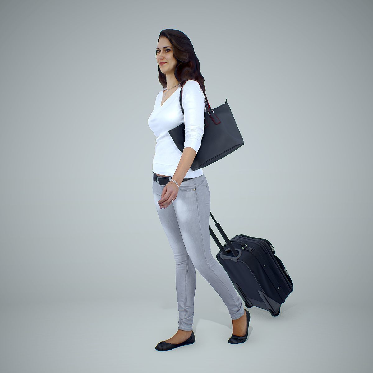 Casual Traveling Woman with Black Suitcase CWom0305-HD2-O01P01-S 3D model_23