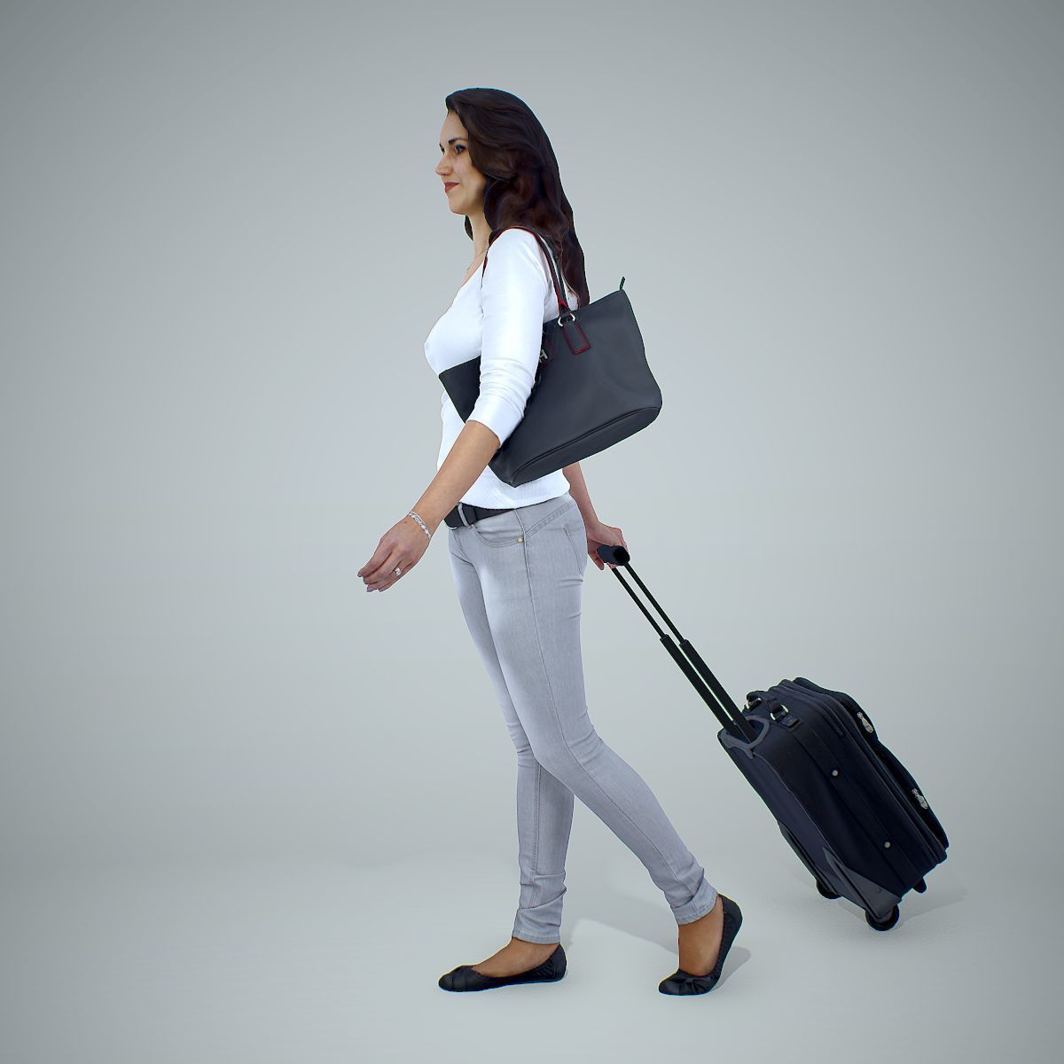 Casual Traveling Woman with Black Suitcase CWom0305-HD2-O01P01-S 3D model_26