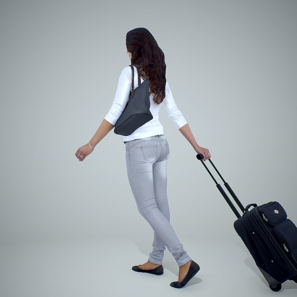 Casual Traveling Woman with Black Suitcase CWom0305-HD2-O01P01-S 3D model_38