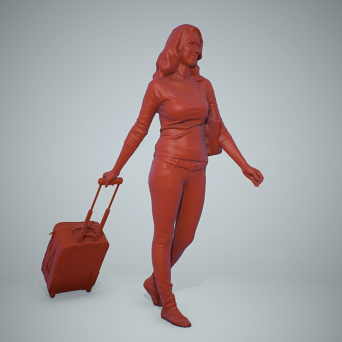 Casual Traveling Woman with Black Suitcase CWom0305-HD2-O01P01-S 3D model_12