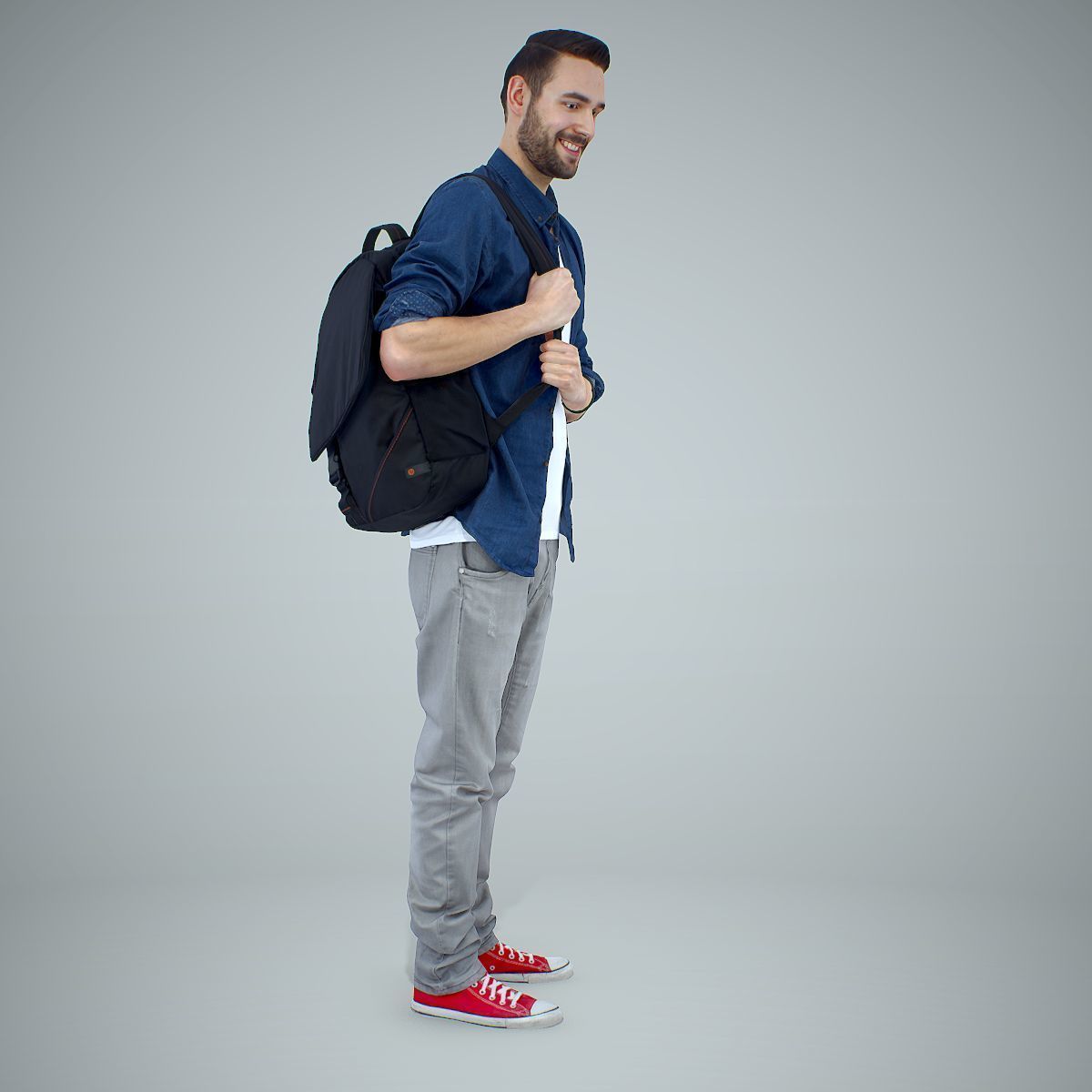 Smiling Man with Red Converse Sneakers CMan0302-HD2-O01P01-S 3D model_49
