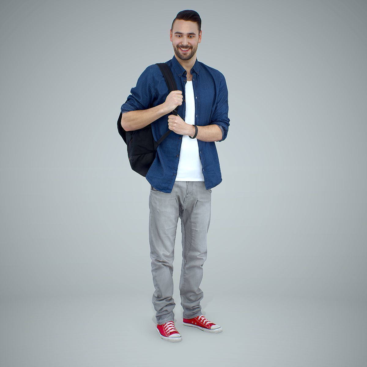 Smiling Man with Red Converse Sneakers CMan0302-HD2-O01P01-S 3D model_21