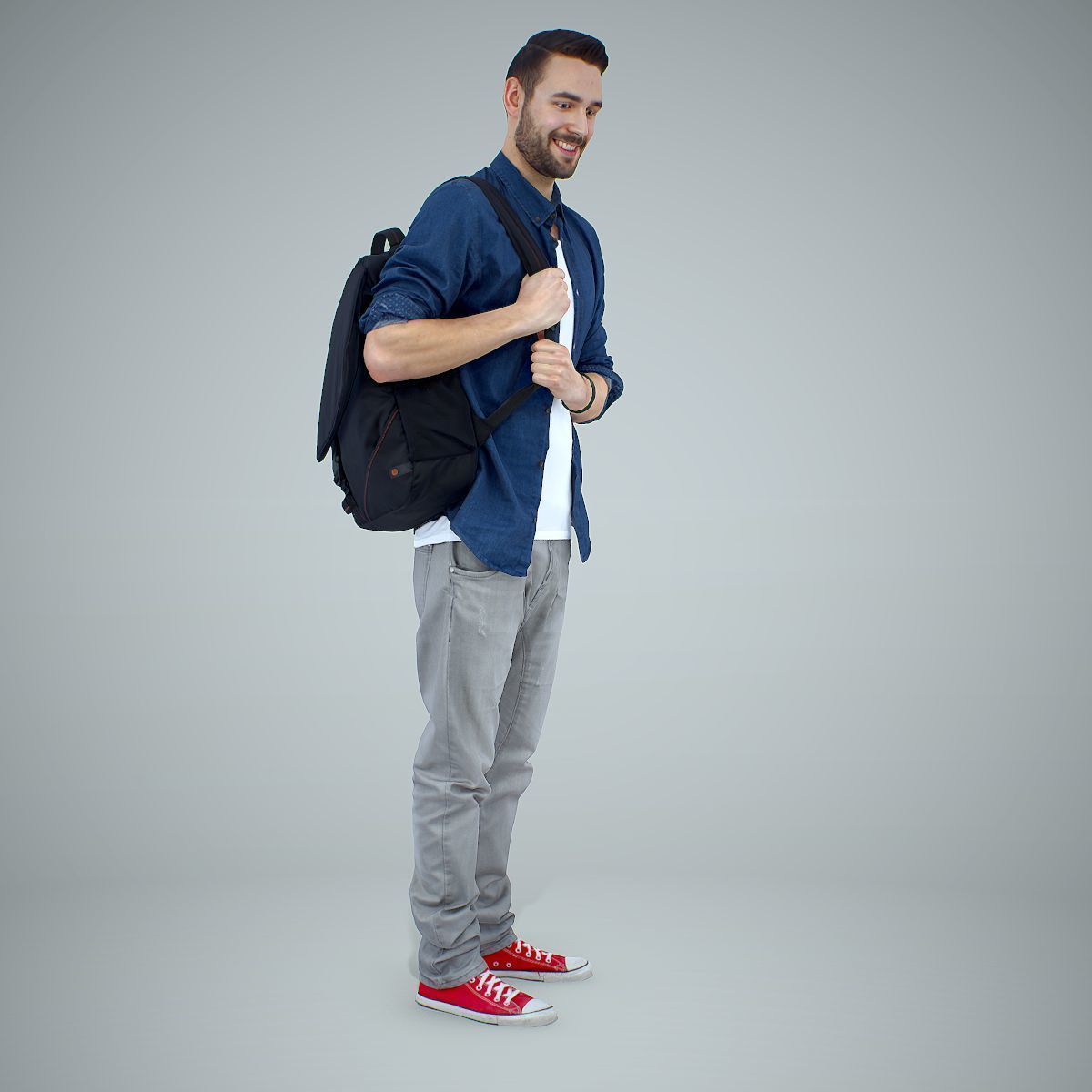Smiling Man with Red Converse Sneakers CMan0302-HD2-O01P01-S 3D model_13