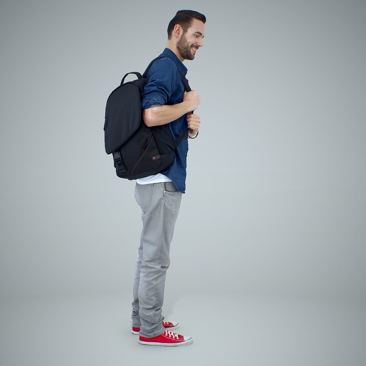 Smiling Man with Red Converse Sneakers CMan0302-HD2-O01P01-S 3D model_2