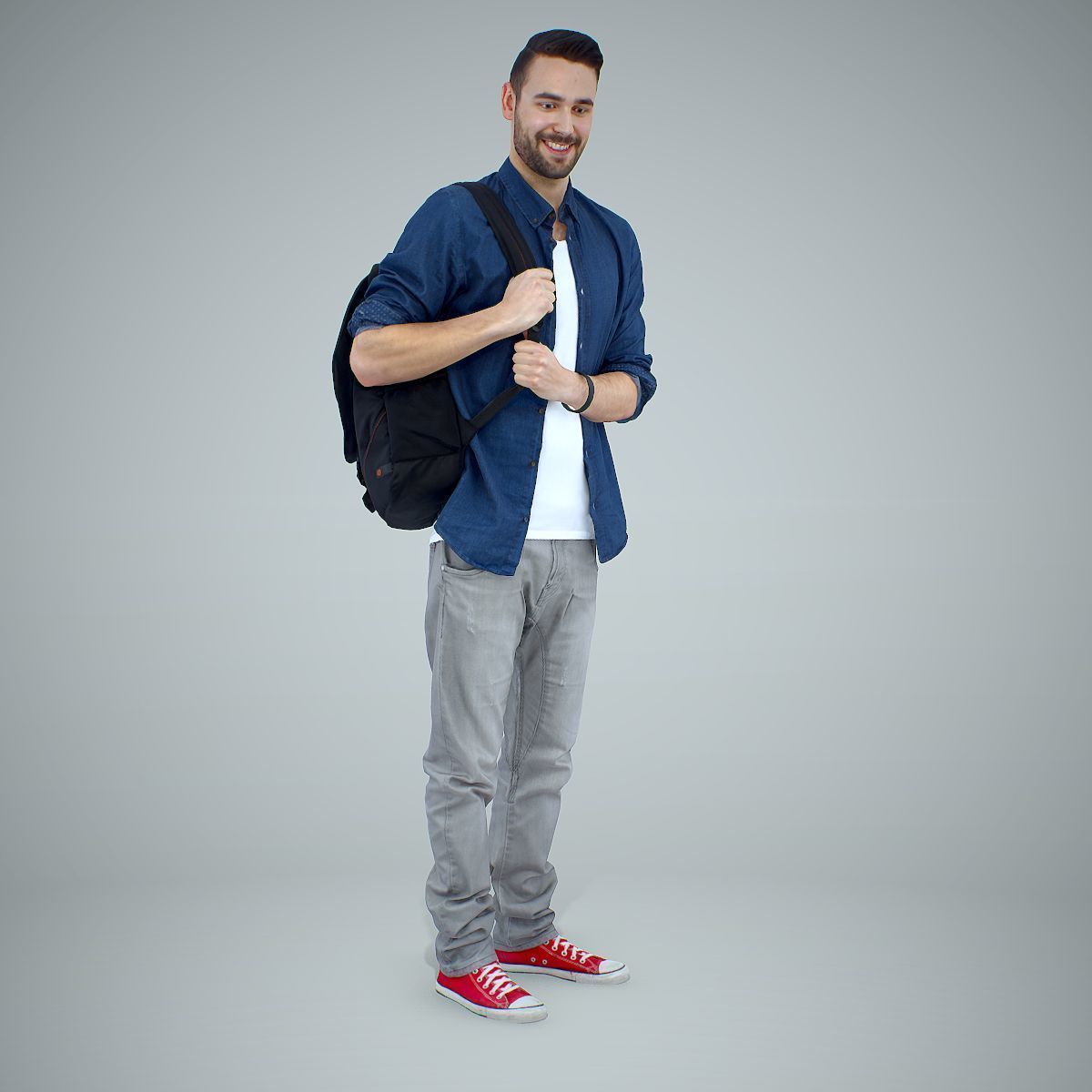 Smiling Man with Red Converse Sneakers CMan0302-HD2-O01P01-S 3D model_12