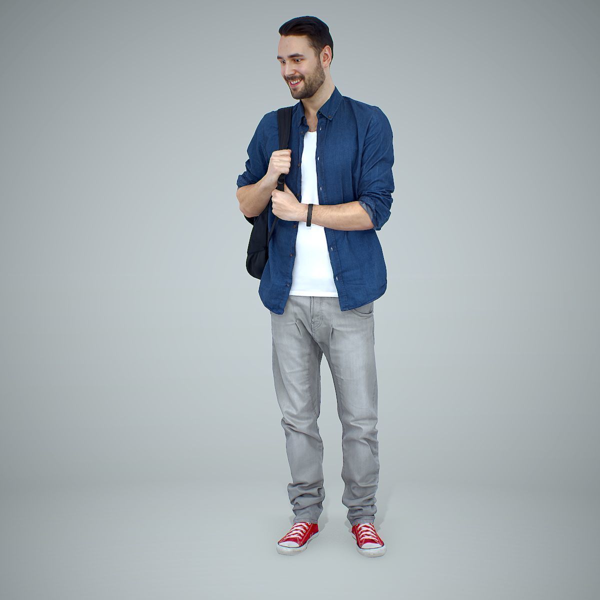 Smiling Man with Red Converse Sneakers CMan0302-HD2-O01P01-S 3D model_1