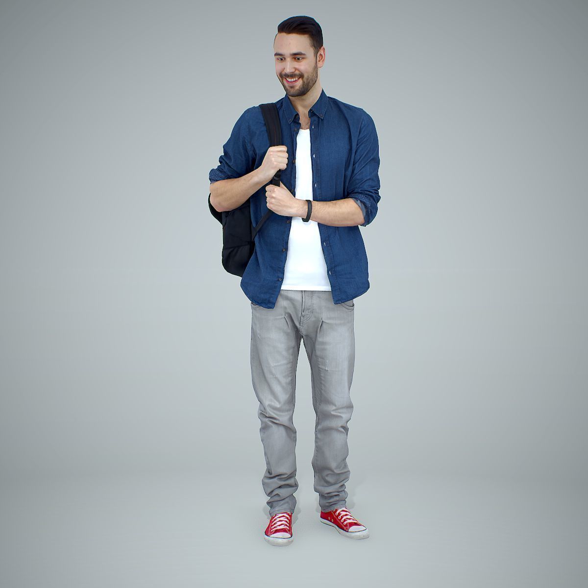 Smiling Man with Red Converse Sneakers CMan0302-HD2-O01P01-S 3D model_61
