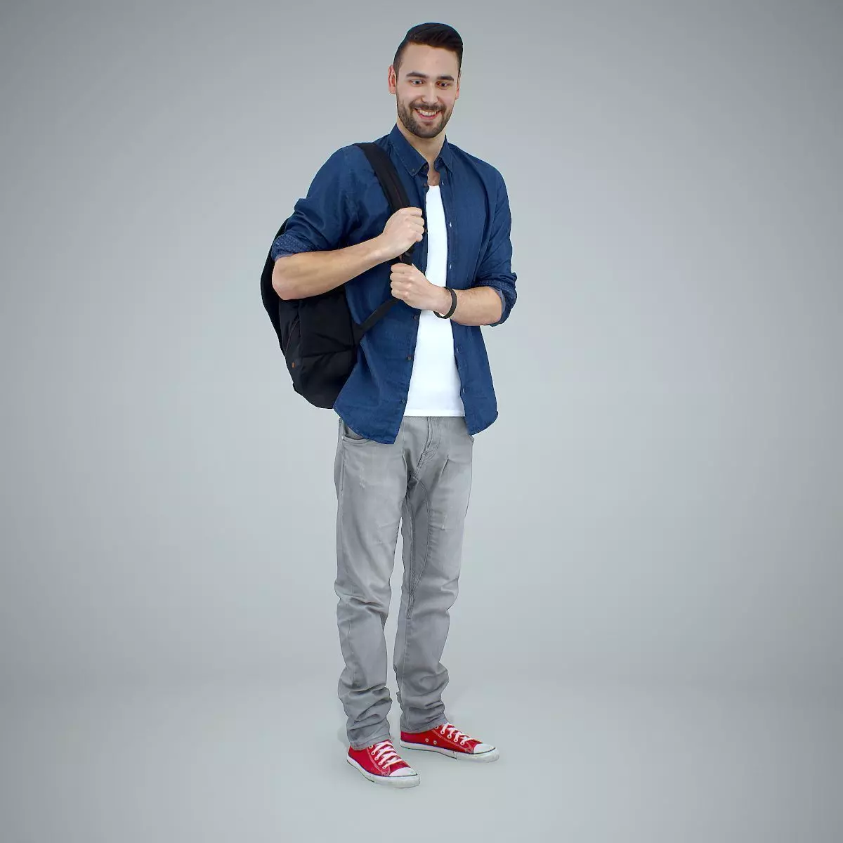 Smiling Man with Red Converse Sneakers CMan0302-HD2-O01P01-S 3D model_0