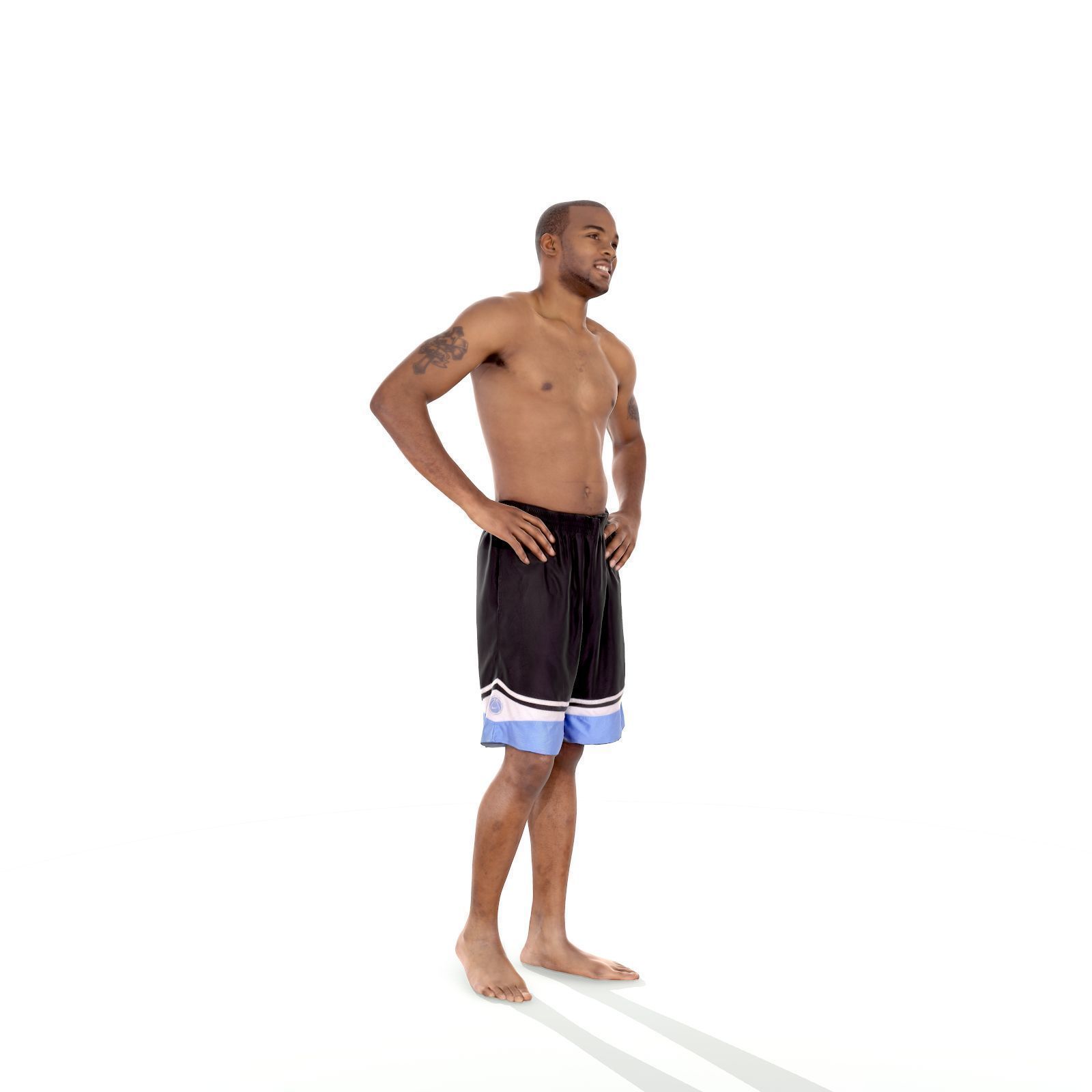 Standing Smiling Man with Blue Shorts SMan0311-HD2-O01P01-S 3D model_1