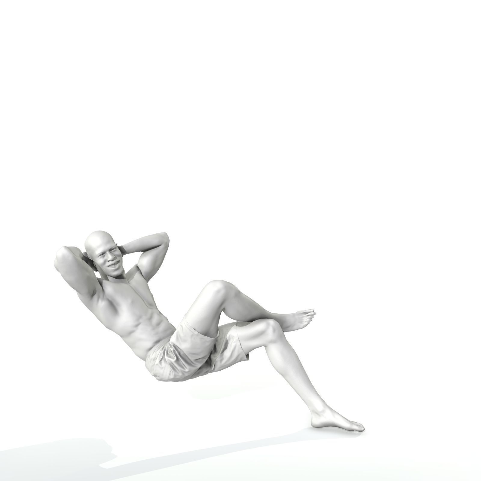 Laying Smiling Man with Green Shorts SMan0306-HD2-O01P01-S 3D model_36