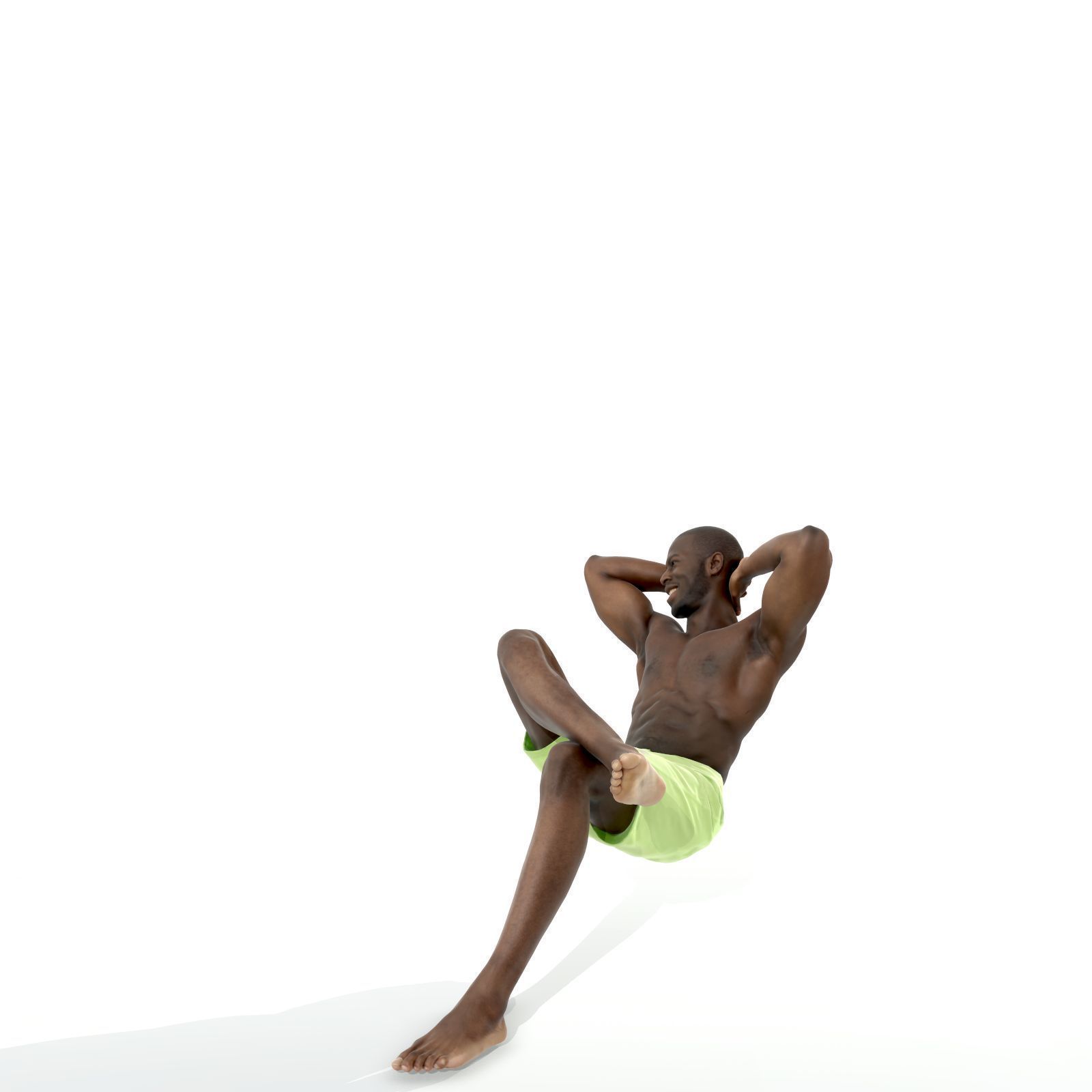 Laying Smiling Man with Green Shorts SMan0306-HD2-O01P01-S 3D model_9