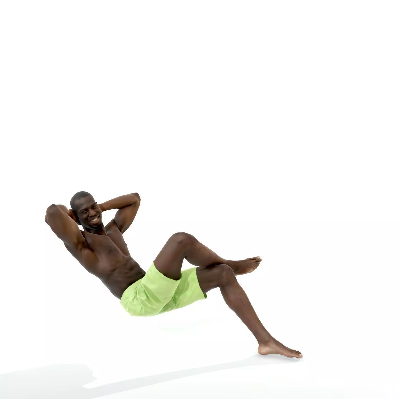 Laying Smiling Man with Green Shorts SMan0306-HD2-O01P01-S 3D model_0