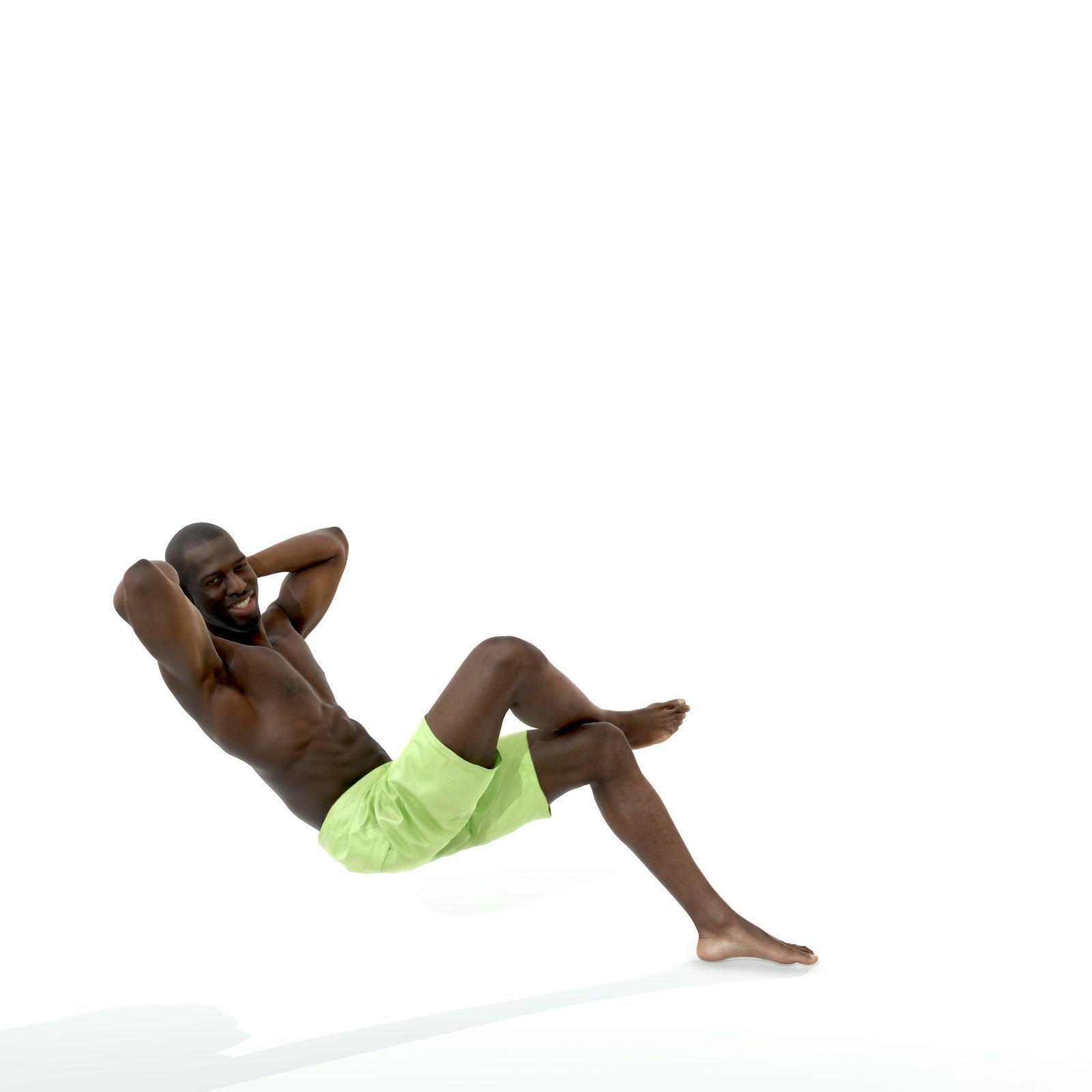 Laying Smiling Man with Green Shorts SMan0306-HD2-O01P01-S 3D model_23