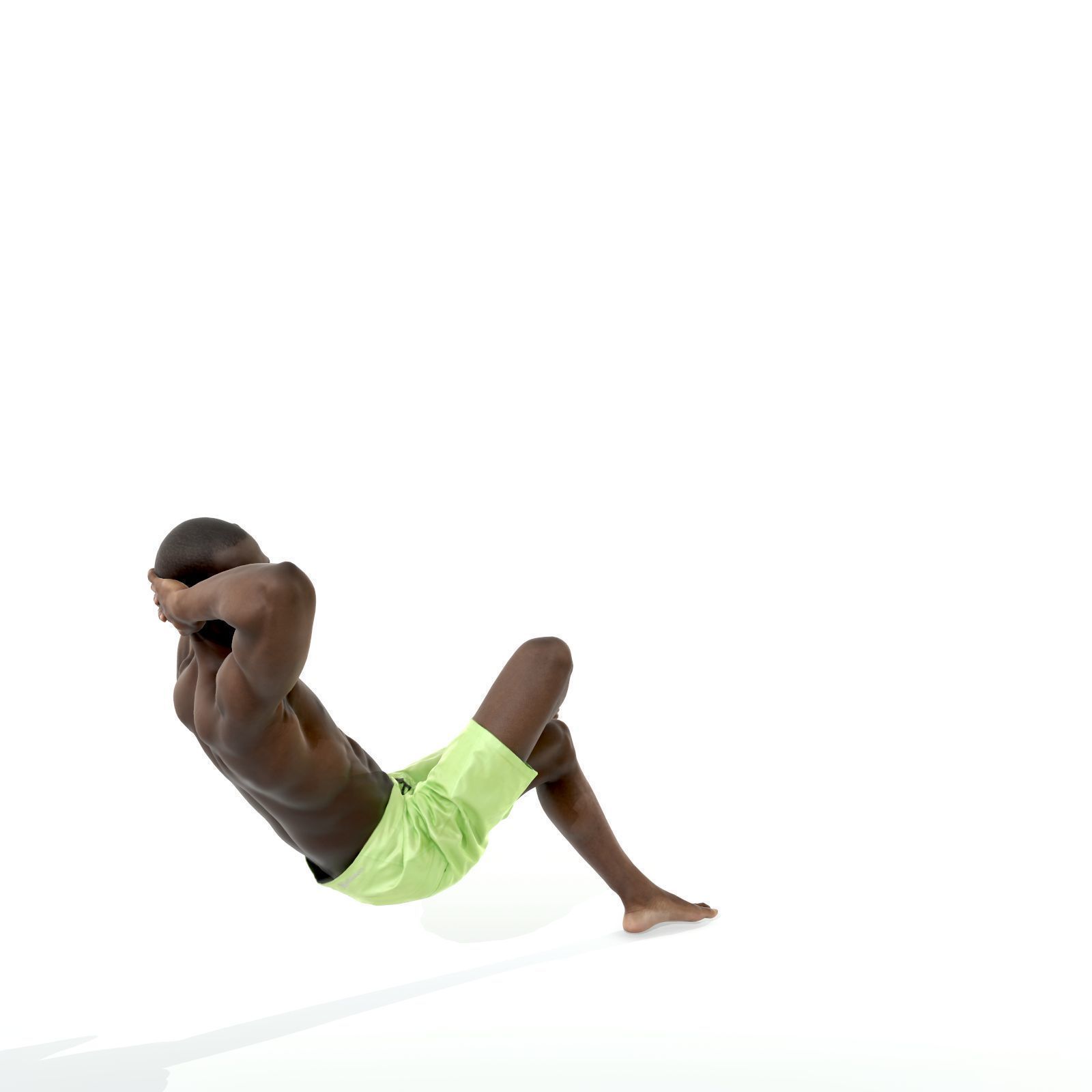 Laying Smiling Man with Green Shorts SMan0306-HD2-O01P01-S 3D model_43