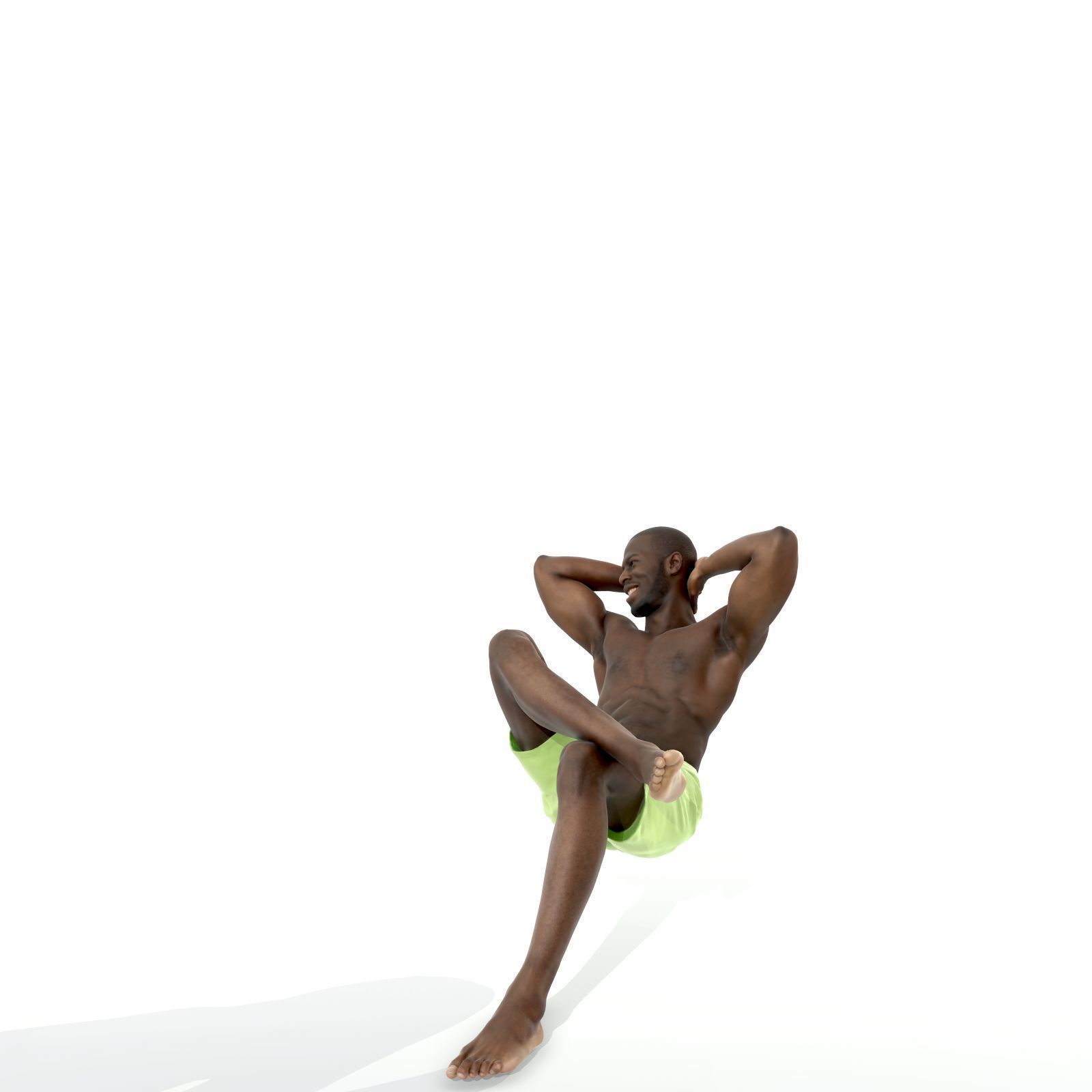 Laying Smiling Man with Green Shorts SMan0306-HD2-O01P01-S 3D model_57