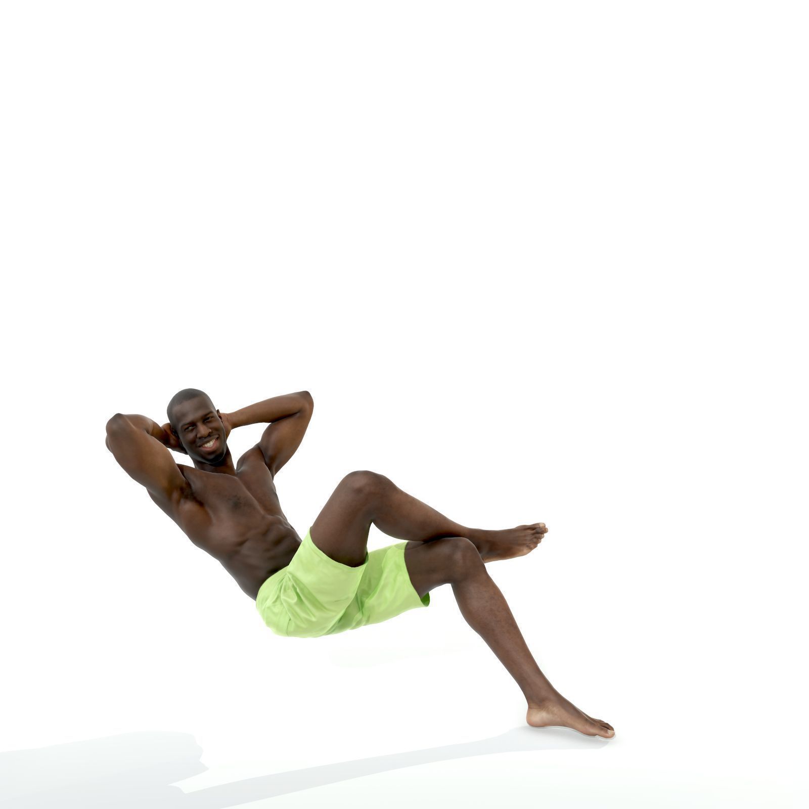 Laying Smiling Man with Green Shorts SMan0306-HD2-O01P01-S 3D model_16