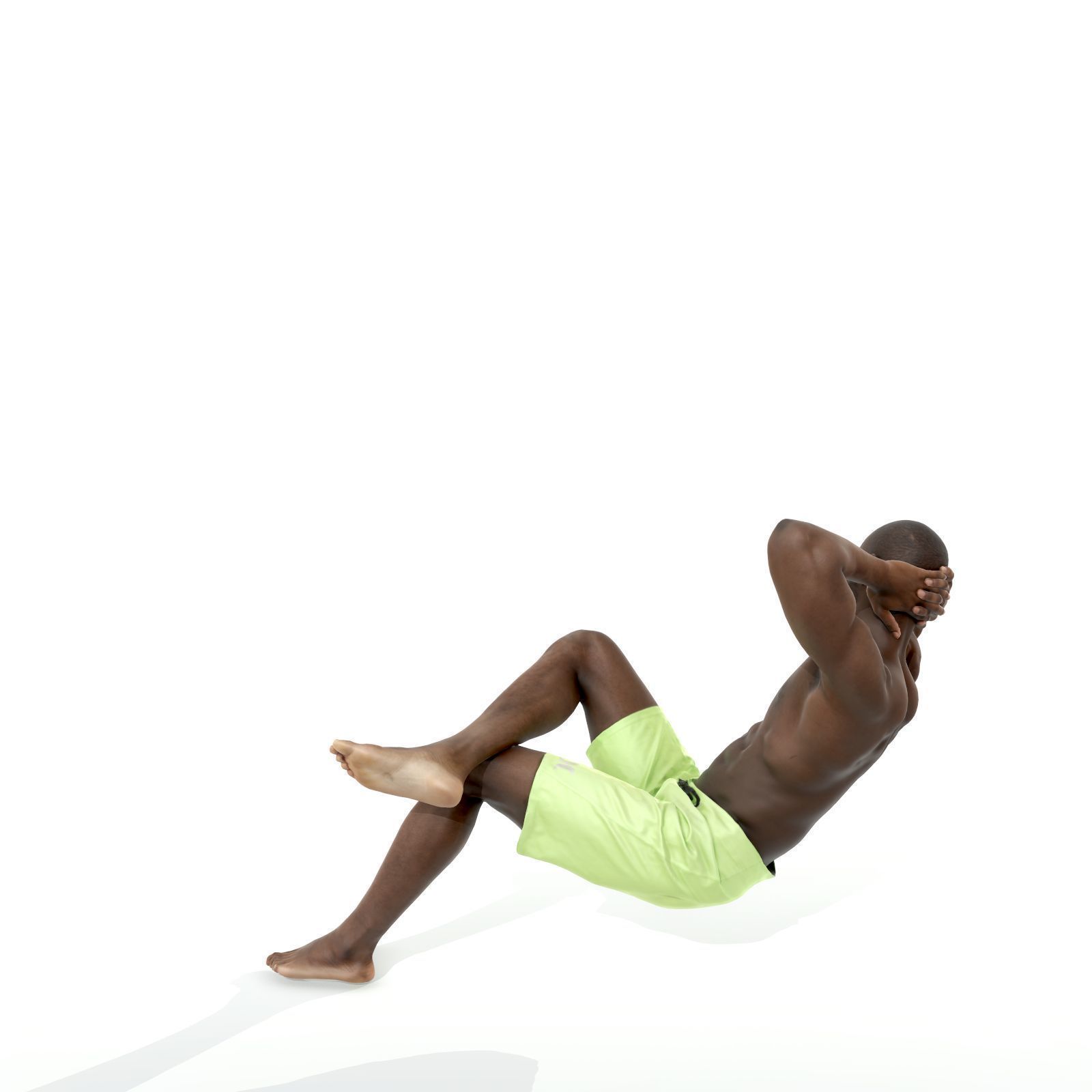 Laying Smiling Man with Green Shorts SMan0306-HD2-O01P01-S 3D model_44