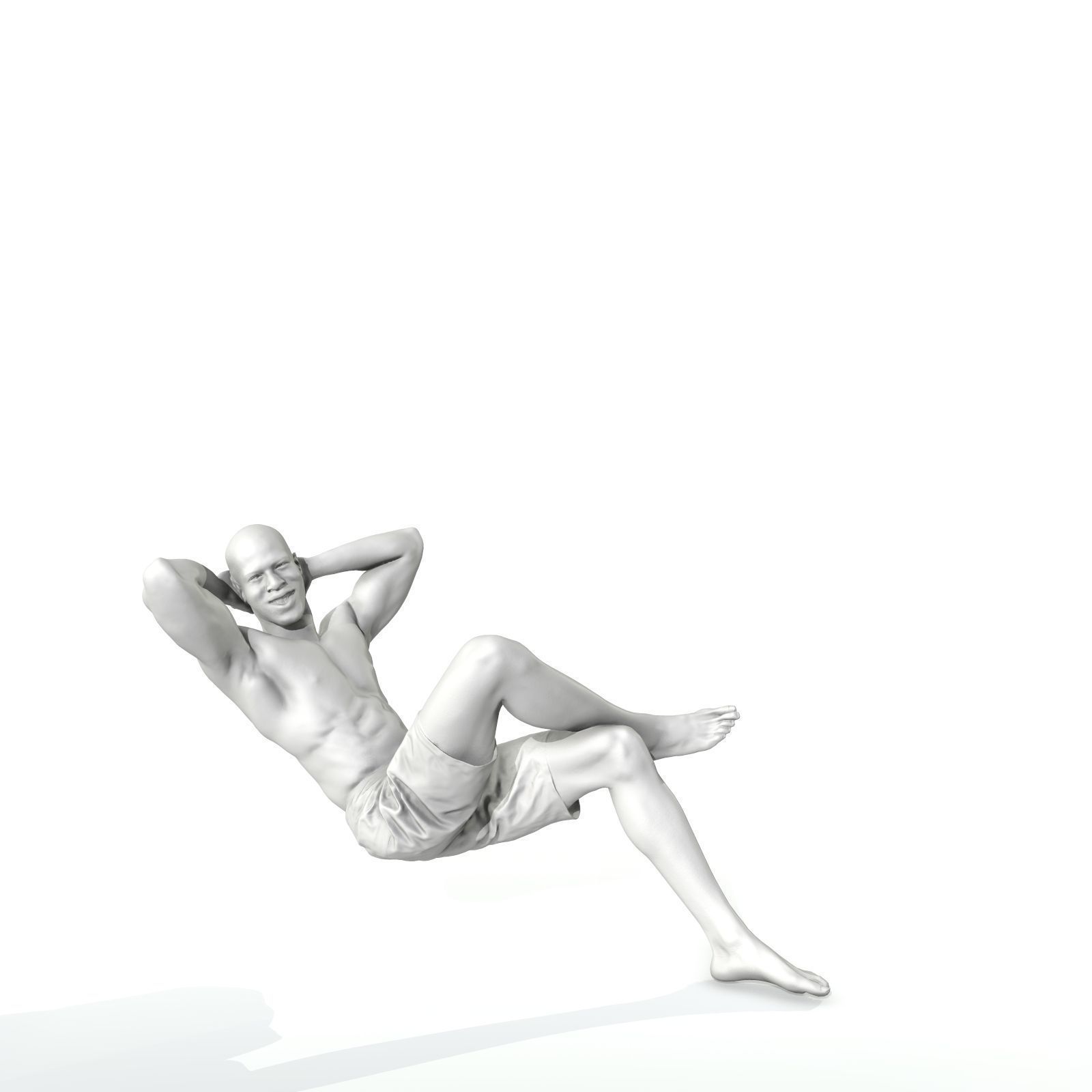 Laying Smiling Man with Green Shorts SMan0306-HD2-O01P01-S 3D model_45