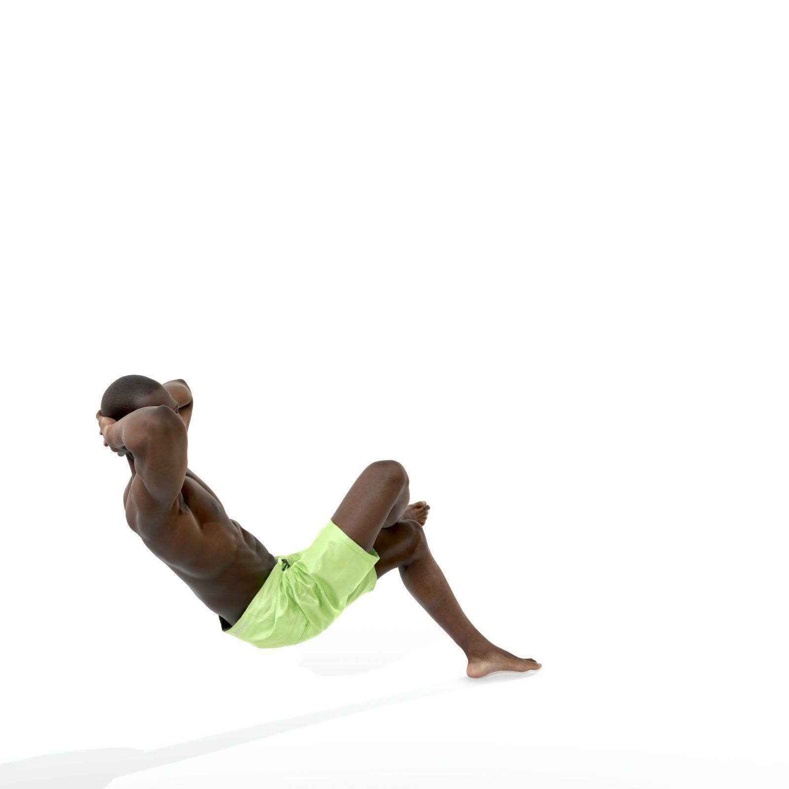 Laying Smiling Man with Green Shorts SMan0306-HD2-O01P01-S 3D model_47