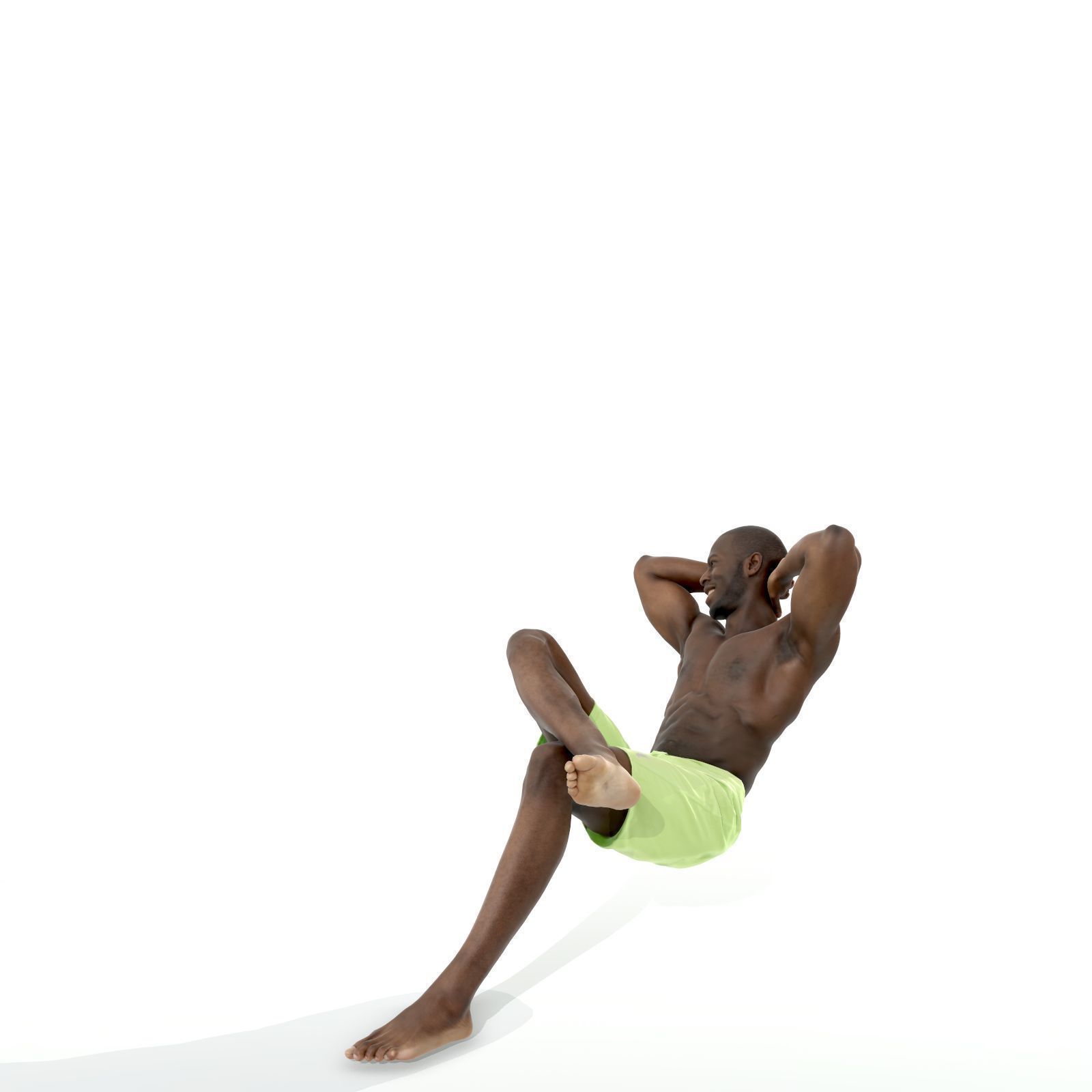 Laying Smiling Man with Green Shorts SMan0306-HD2-O01P01-S 3D model_39