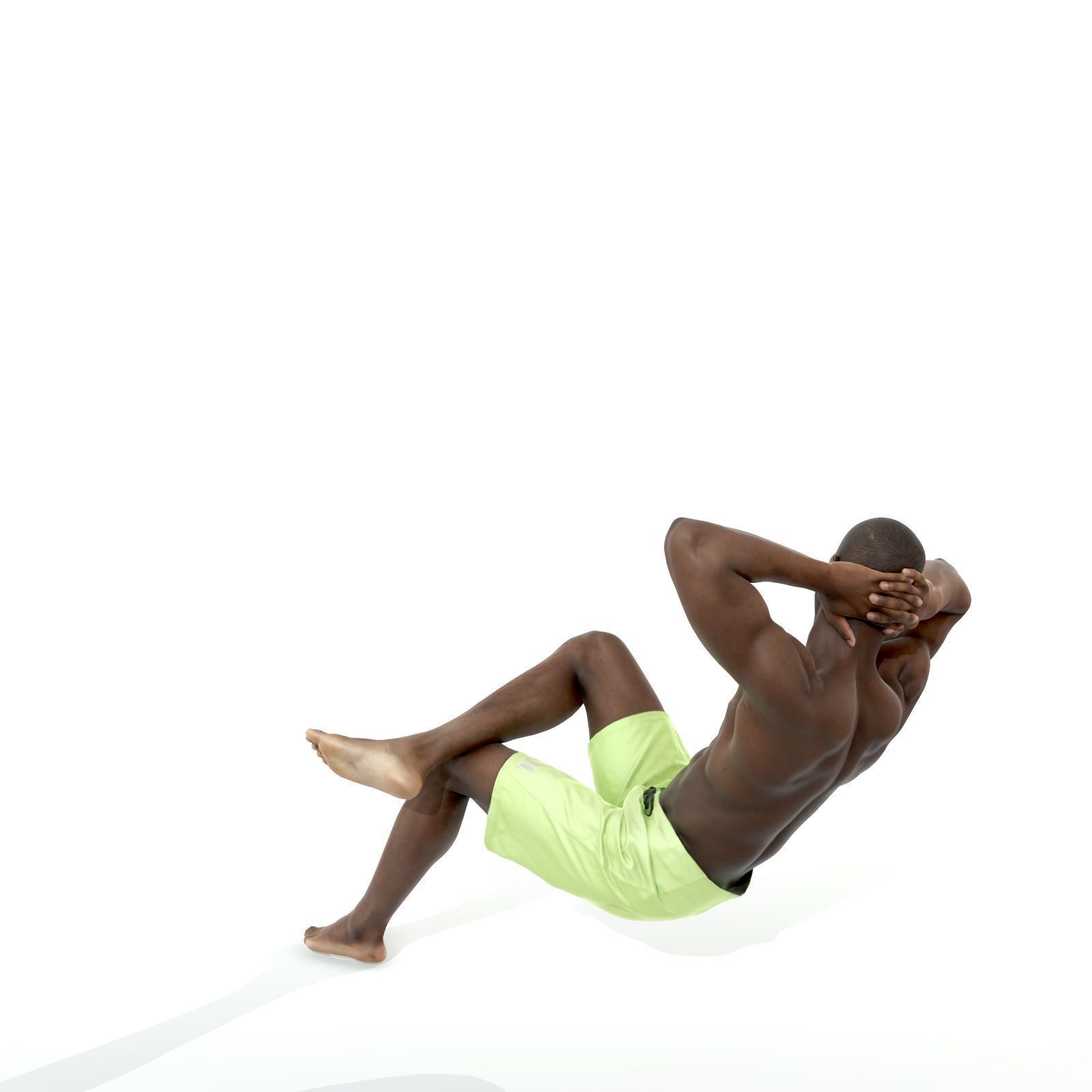 Laying Smiling Man with Green Shorts SMan0306-HD2-O01P01-S 3D model_38