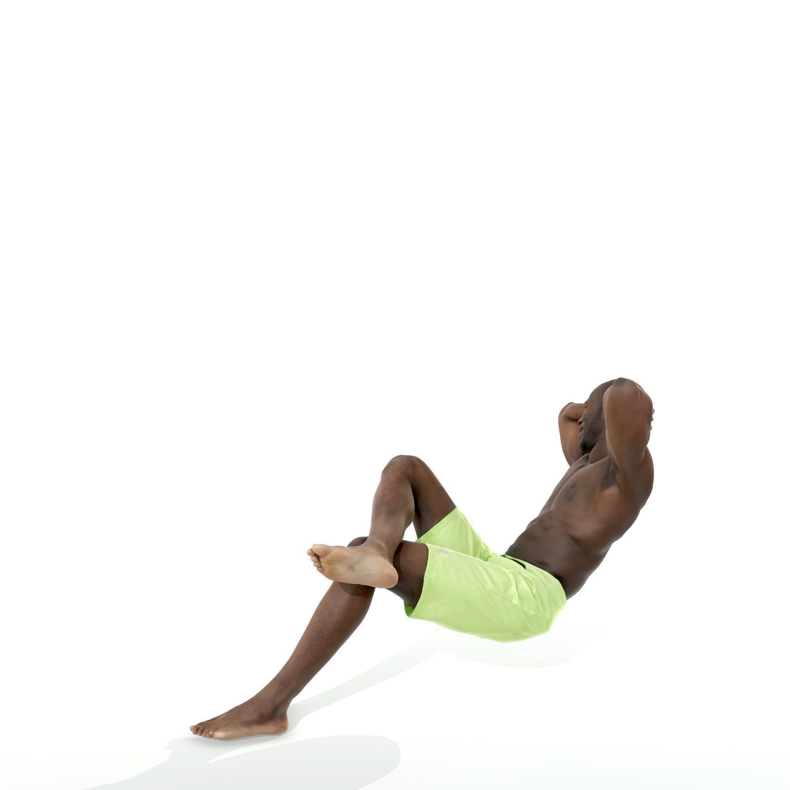 Laying Smiling Man with Green Shorts SMan0306-HD2-O01P01-S 3D model_24