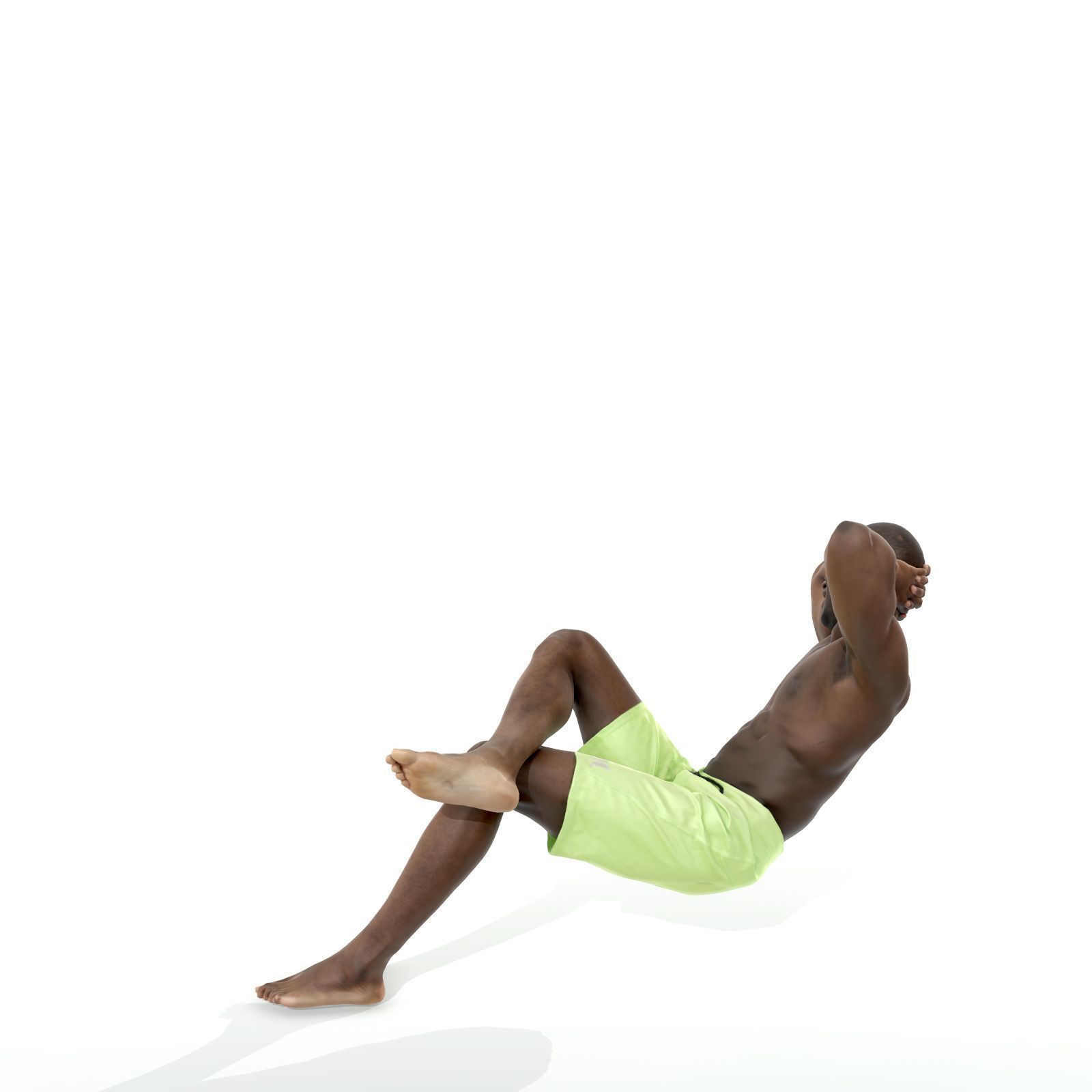 Laying Smiling Man with Green Shorts SMan0306-HD2-O01P01-S 3D model_22