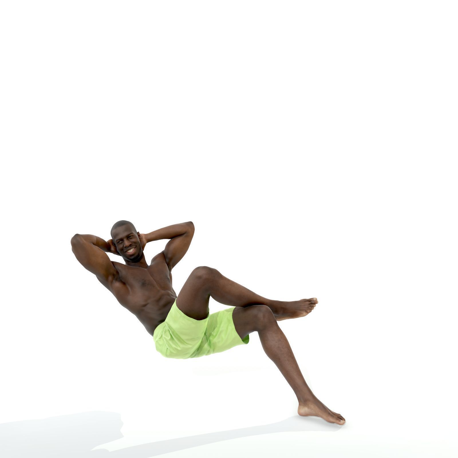 Laying Smiling Man with Green Shorts SMan0306-HD2-O01P01-S 3D model_34
