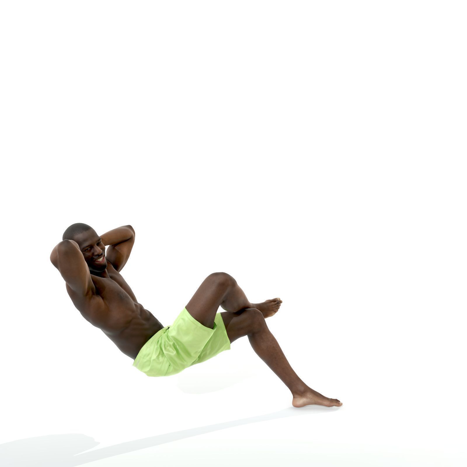 Laying Smiling Man with Green Shorts SMan0306-HD2-O01P01-S 3D model_73
