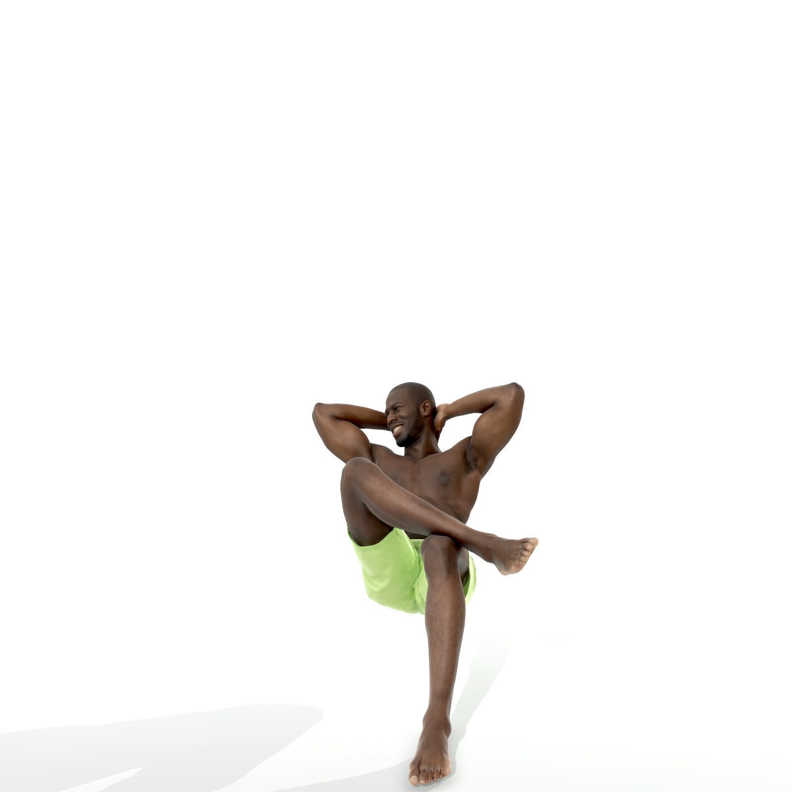 Laying Smiling Man with Green Shorts SMan0306-HD2-O01P01-S 3D model_49