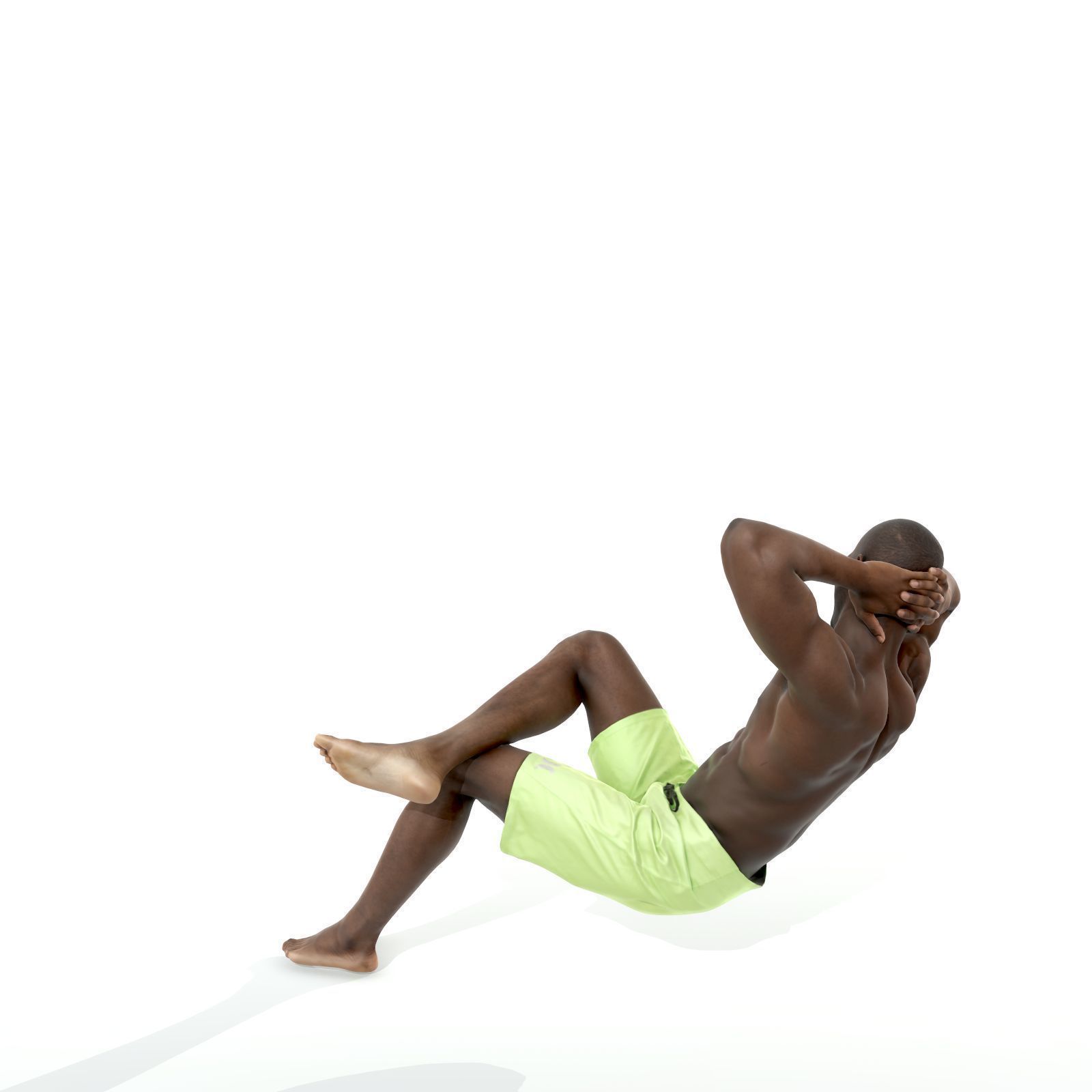 Laying Smiling Man with Green Shorts SMan0306-HD2-O01P01-S 3D model_2