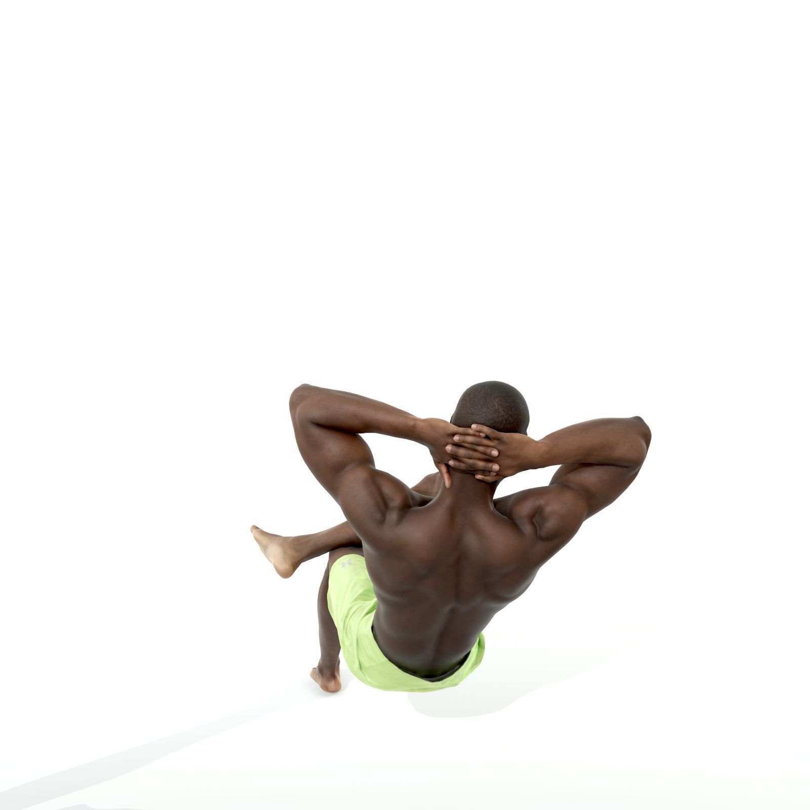 Laying Smiling Man with Green Shorts SMan0306-HD2-O01P01-S 3D model_4