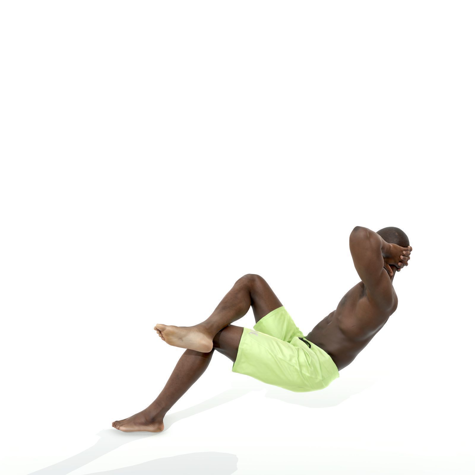 Laying Smiling Man with Green Shorts SMan0306-HD2-O01P01-S 3D model_67