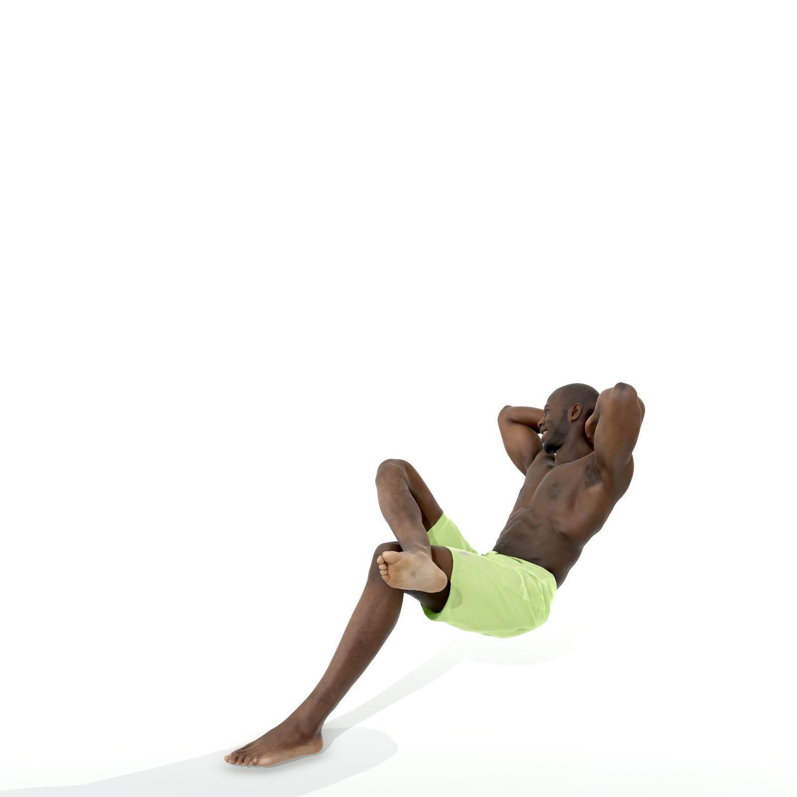 Laying Smiling Man with Green Shorts SMan0306-HD2-O01P01-S 3D model_20
